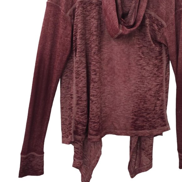 American Eagle Open Front Hooded Cardigan Womens Size S Lightweight Burgundy - Picture 15 of 16